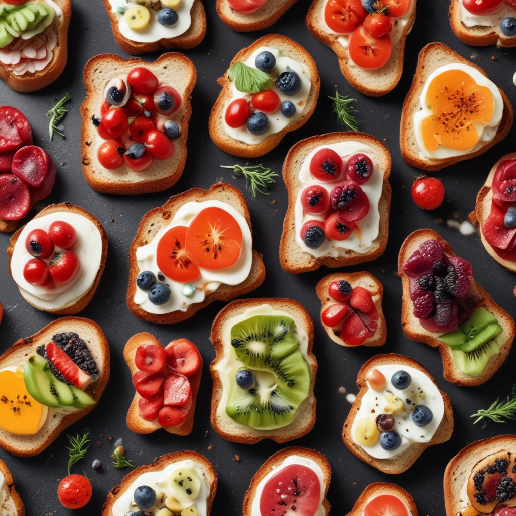 Homemade toast with various gourmet toppings